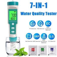 7 in 1 Digital LCD PH/TDS/EC/ORP/TEMP/SG/Salinity Water Quality Tester Meter Pen