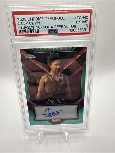 2025 Topps Chrome Deadpool Marvel QUILL Refractor Auto NILLY CETIN /199 PSA 6