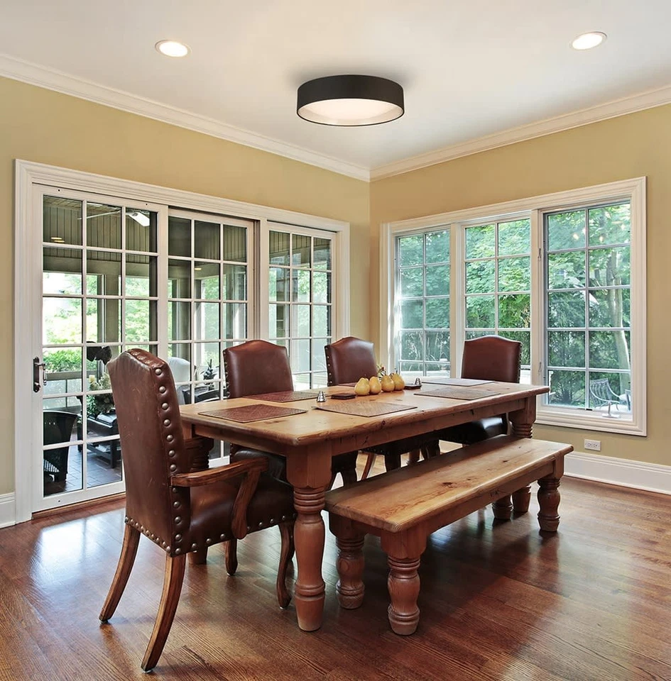 Eglo 204725A Orme 20"W LED Flush Mount Ceiling Fixture - Black - Image 2 of 4