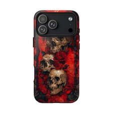 For iPhone / Galaxy / Pixel   Rose Skulls Stained Glass Phone Case