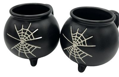 Stoneware Set of 2 Black Cauldron Mug 14 Oz  Hyde &EEK! Boutique 2023 Halloween