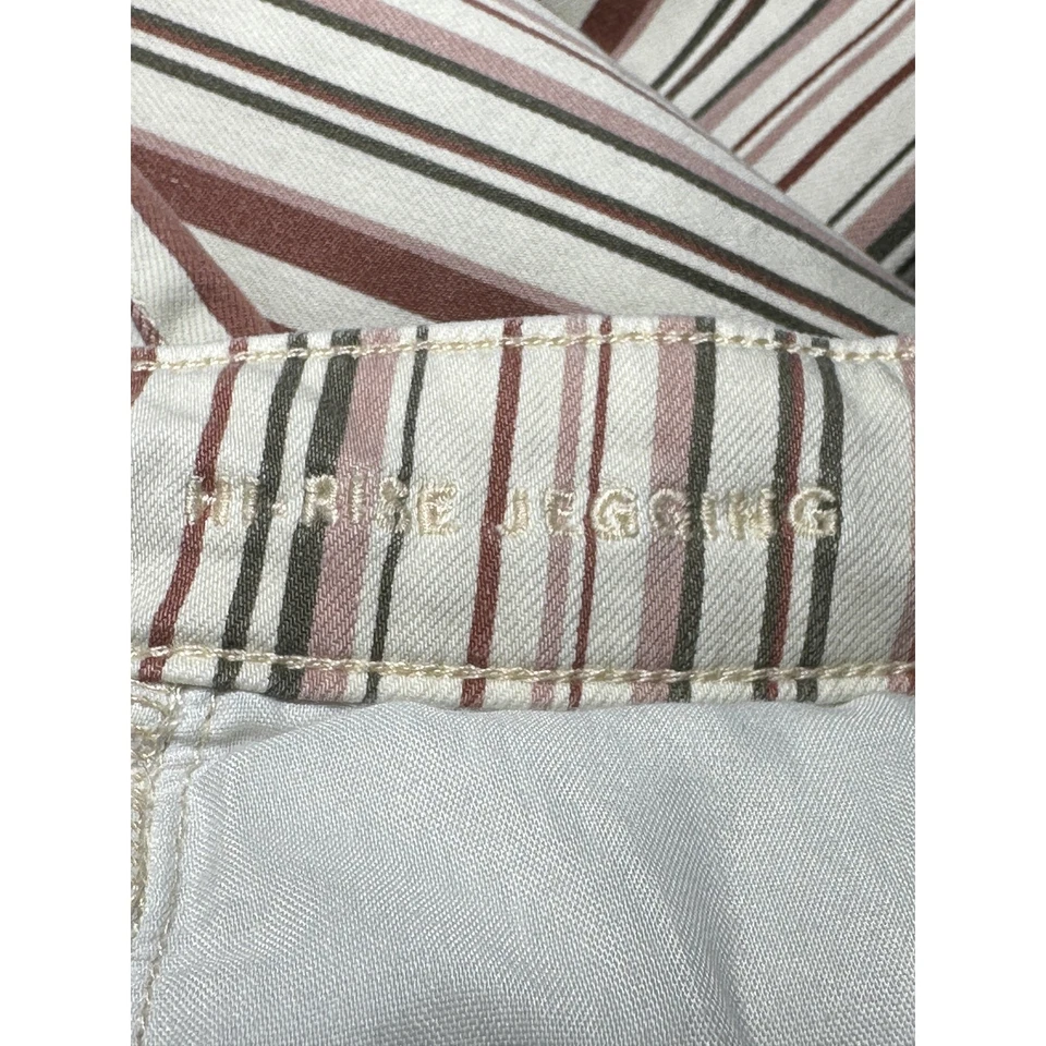 Pantalones de mezclilla para mujer American Eagle talla 8 rosa verde a rayas tiro alto Jegging Y2K retro Foto 4 de 4