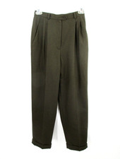 NWT LAUREN RALPH LAUREN Career Pleated Slacks Women 2P Petite Green 100 Wool