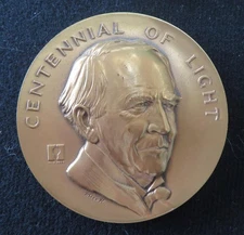 Centennial of Light Thomas Edison 2.75" Bronze Medal w/ Stand