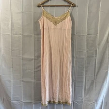 Vintage Gap Body Womans XL Nightgown Pink Lace Trim Adj Straps Mid Length Sexy