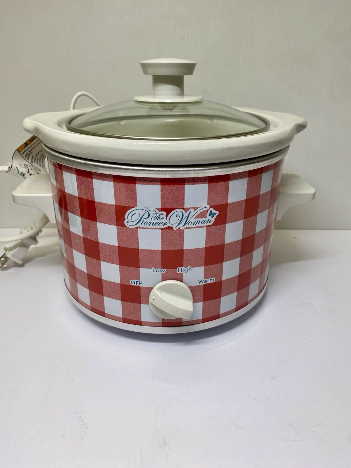 Pioneer Woman Gingham Checkered Red / White 1.5 Quart Slow Cooker NIB