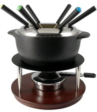 Swissmar Summit 10-Piece Matte Black Cast Iron Fondue Set