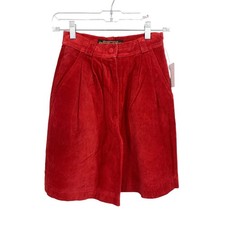 Vintage 90s Suede Leather Shorts Womens Size 25" Red High Waisted