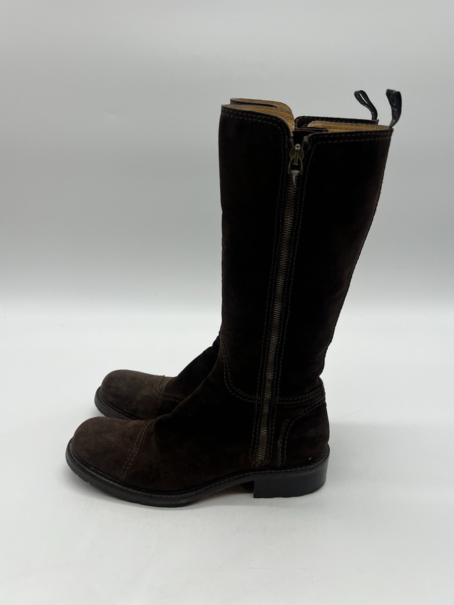 Sartore Paris Women's Sz 37.5 US 7 Brown Suede Side Zipper Tall