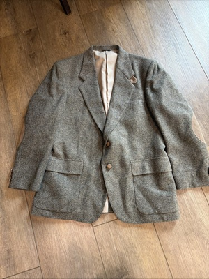 #ad Wolf Off by Farah 42S Wool Tweed Sport Coat Elbow Patches Flecked $50.00
