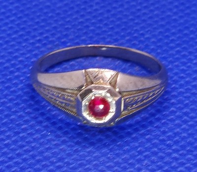 Art Deco Ring Rubin 20k Weißgold Größe 7,75 Vintage gd047