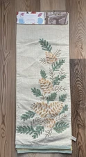 Cynthia Rowley Beaded Needlework Table Runner 14”x72” Leaves Pinecones *READ*