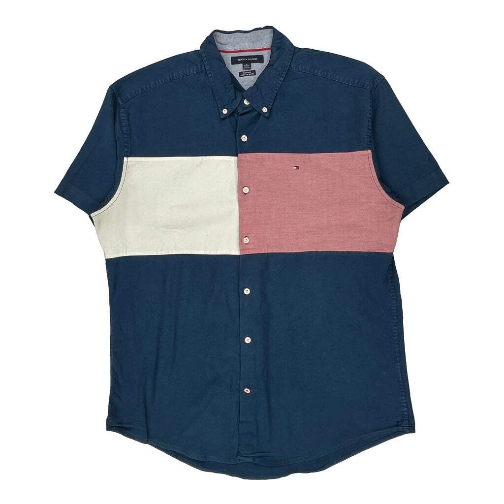 Tommy Hilfiger Short Sleeve Shirt - XL Multicoloured Cotton