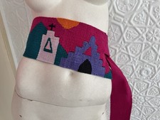 Vintage woven cotton belt/colorful-Southwest-Mission-Art to wear-Pueblo-Pink