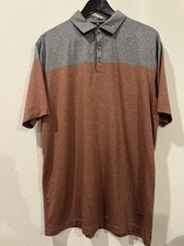 Hart Schaffner Marx MEN'S Short Sleeve Stripe Polo Shirt GRAY,RUST Sz Large