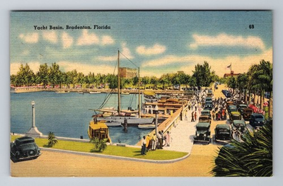 #ad Bradenton FL Florida Yacht Basin Vintage Postcard $0.99