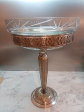 Coupe Art Deco Métal Argenté Argenterie Ancien Design Moderniste Vintage