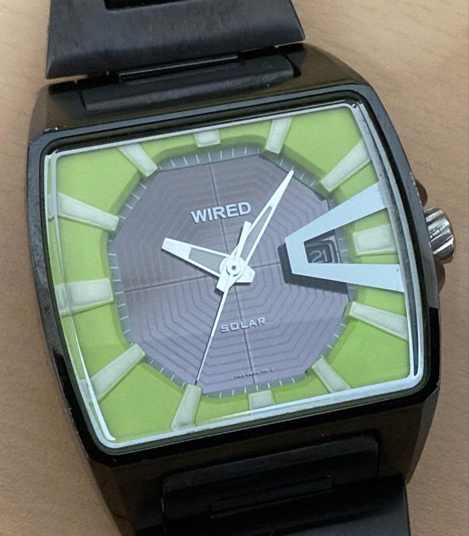 Seiko Wired Solar Watch Black Green 38mm Men's Used Authentic | eBay