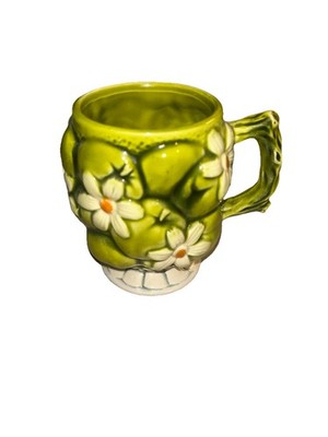 Vintage Inarco 1967 Ceramic Green 3D Daisy Mug/Cup E-2886