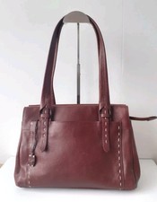 Radley Brown Leather Bag  Tote Shopper Chestnut Handbag Dog Charm Stitch Detail 