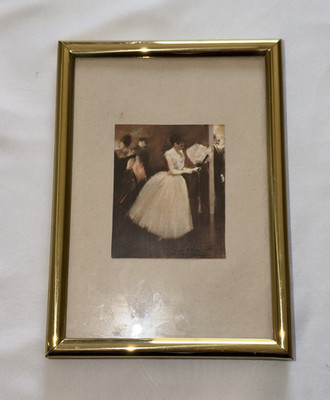 Vintage brass frame with print