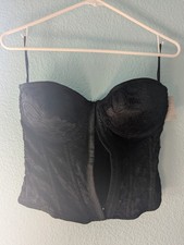 Rue21 Black Lace Boned Floral Corset Top Bra Strap Women s Size L Polyester