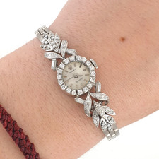 Lady Vintage Rolex Manual Watch 18k Solid White Gold with Diamonds Circa 1950s