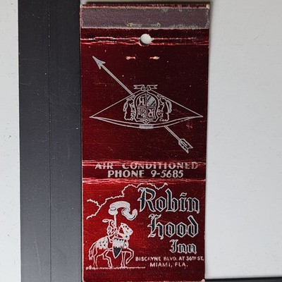 Robin Hood Inn Miami 1950s Red Foil Design Matchbook