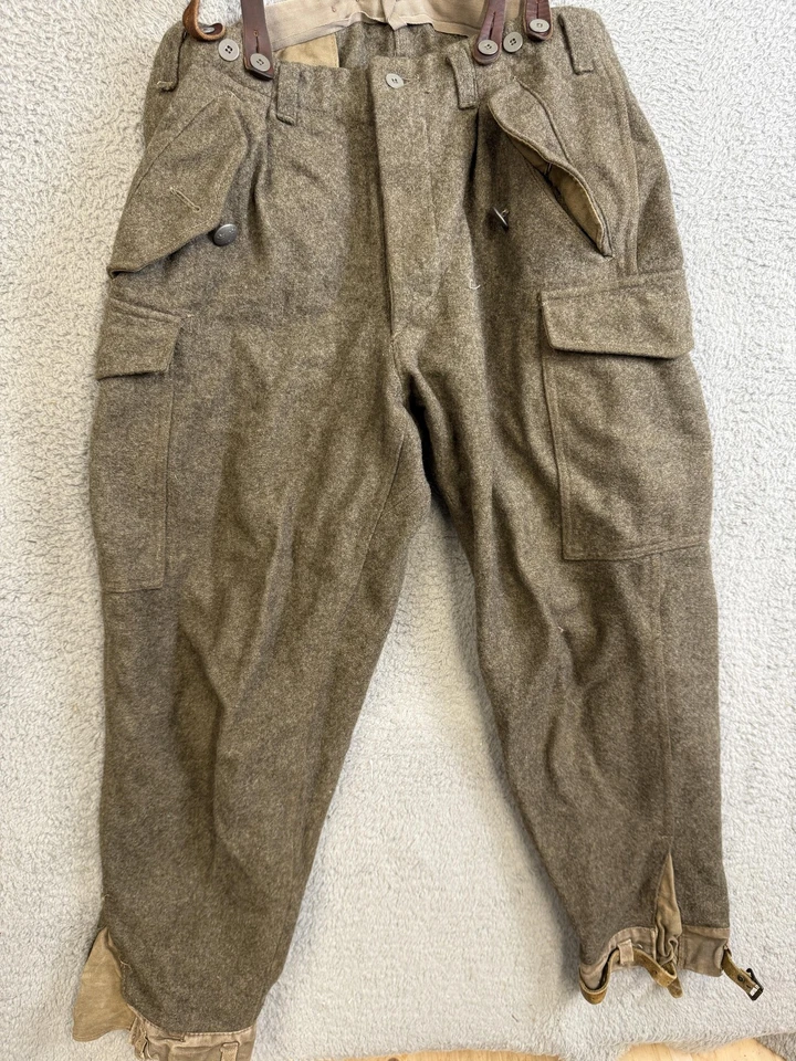 Pantalones de lana militares suecos vintage para hombre grandes tirantes carga 3 coronas años 40 Foto 2 de 4