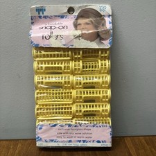Vintage Tip Top Snap On 7/8 Unbreakable Plastic Hair Rollers - Yellow 16 Count