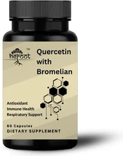 2-PK-- 500mg Quercetin with Bromelain Capsules: Respiratory Support Non-GMO...