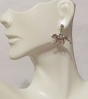 Dalmatian Dog Silver Stainless Steel Stud Dangle Earrings