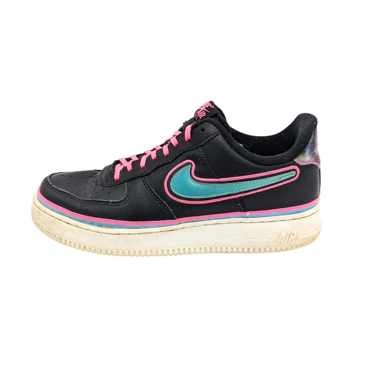 black blue and pink air force ones