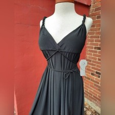 Vintage Braided Strap Boho Renaissance Bridesmaid Midi Dress Spring LBD NEW