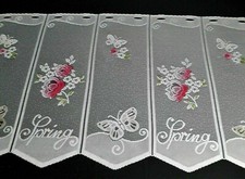 Scheibengardine  rote Rosen  Kurzgardine  Bistro 145 cm B 45 cm Hoch  Landhaus