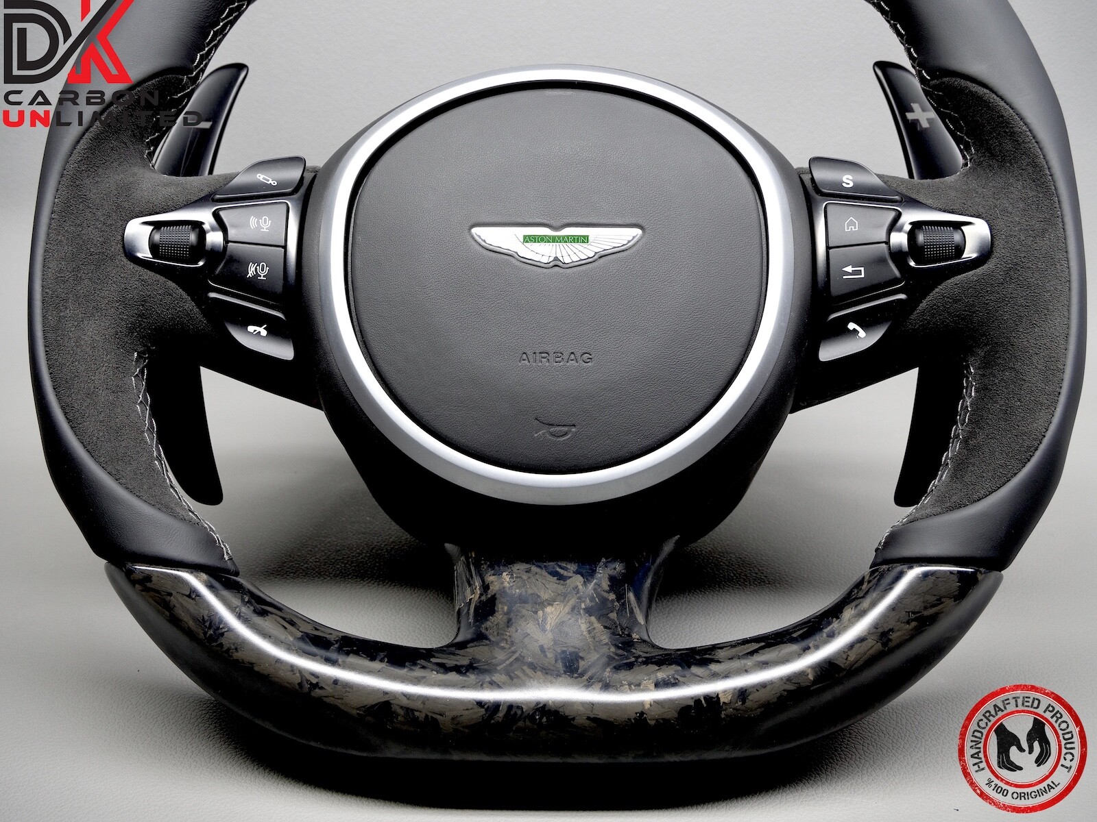Aston Martin DB11 Vantage DBS Silver Ring Matte Forged Carbon Steering Wheel v3