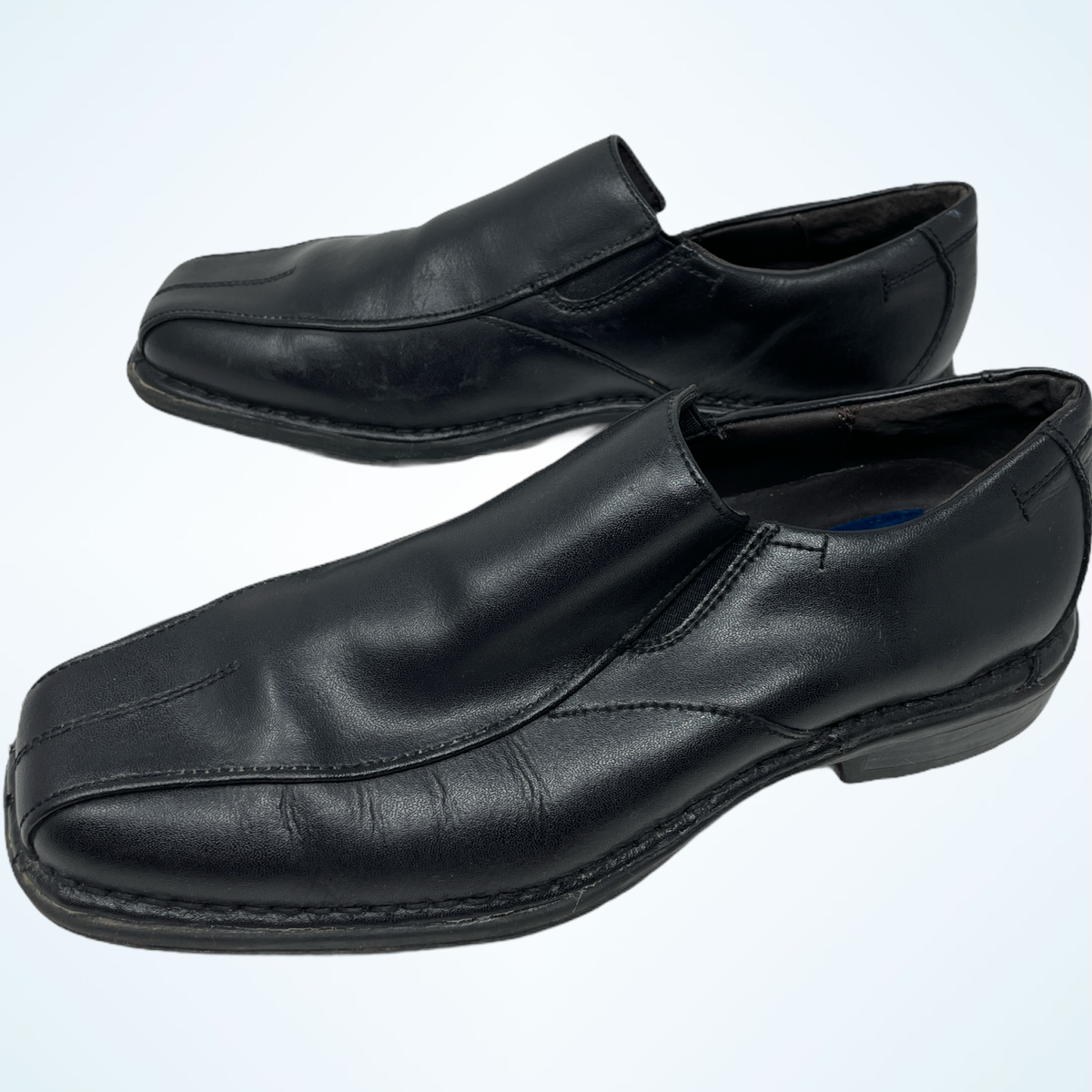 Mens Nunn Bush Black Dress Shoes Black Leather Slip On 