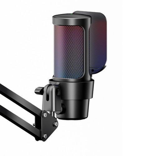Desktop USB Gaming Live Microphone Computer Mic Kit RGB Lighting with Boom Rack - Afbeelding 3 van 14