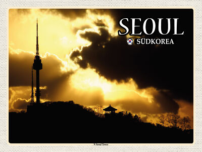 Blechschild 30x40 Seoul Südkorea N Seoul Tower Fernsehturm Wand Deko Cafe Sammle