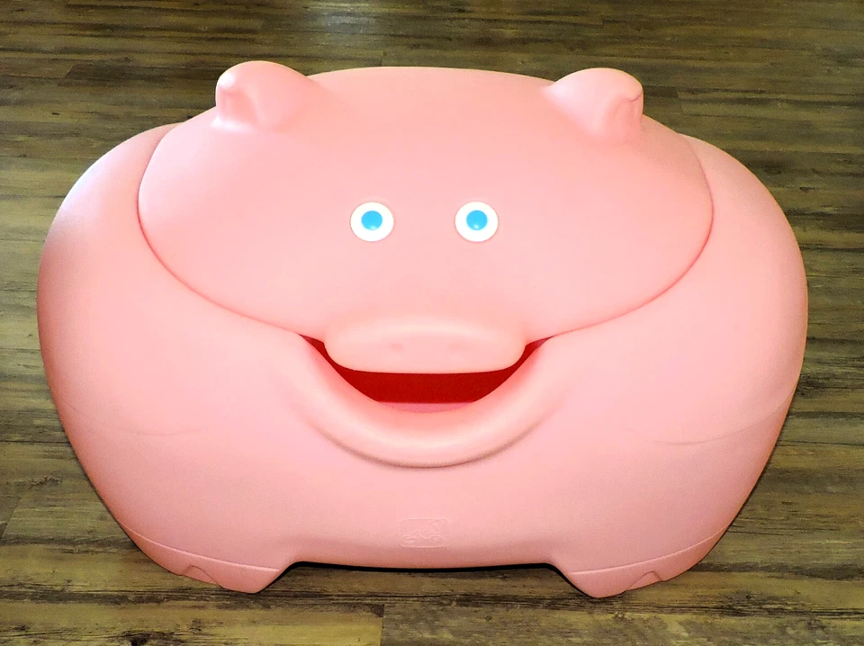 Винтажный большой розовый свинья шаг 2 игрушка коробка сундук хранения редкая - Изображение 2 из 4