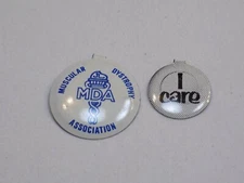 Muscular Dystrophy Association MDA Pin Vintage LOT Metal Button I Care Tab back