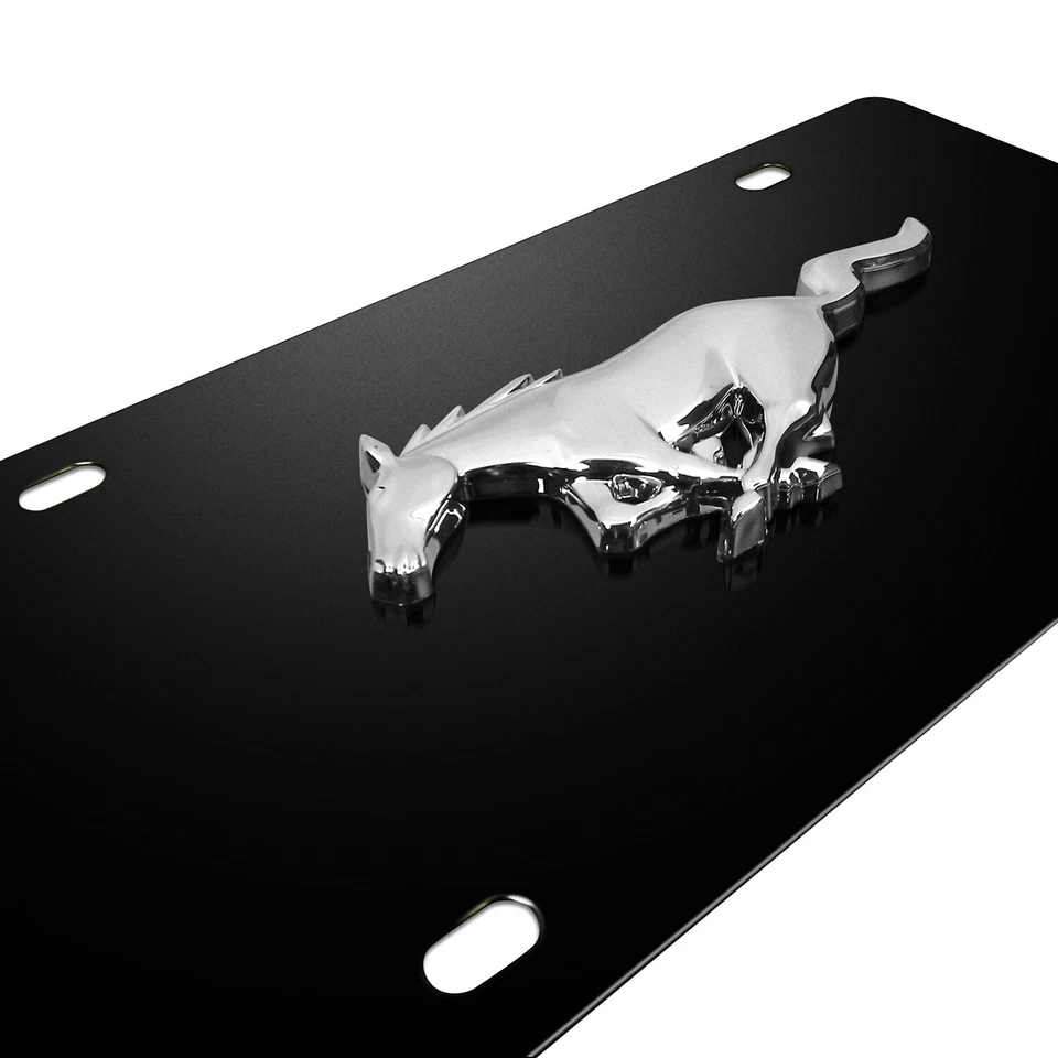 Ford Mustang 3D Logo Black Stainless Steel License Plate, Made in USA, Warranty - Image 3 of 4