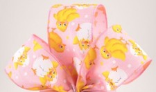 3 yards 2.5" Easter ribbon 2.5" Wired ribbon easter chick pink ribbon