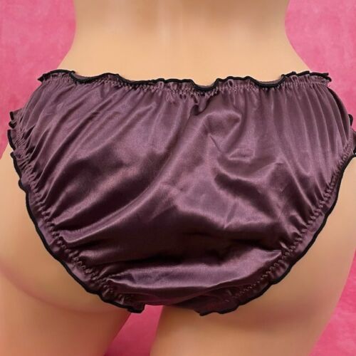 Glossy Brief Panties Silky Plum Purple Ruffle Shiny Glam Sissy Knickers XL - Picture 2 of 2