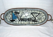 Vesper Hand Crafted Metal & Mosaic Inlay Oval 27" Tray