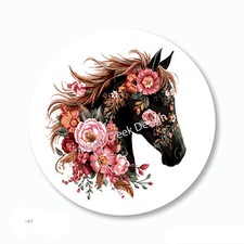 Gorgeous Floral Black Horse Favors Scrapbook Stickers Envelope Seals Labels