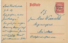 BAYERN ORTSSTEMPEL BAD REICHENHALL K2 1919 auf 10 Pf Volksstaat Bayern GA