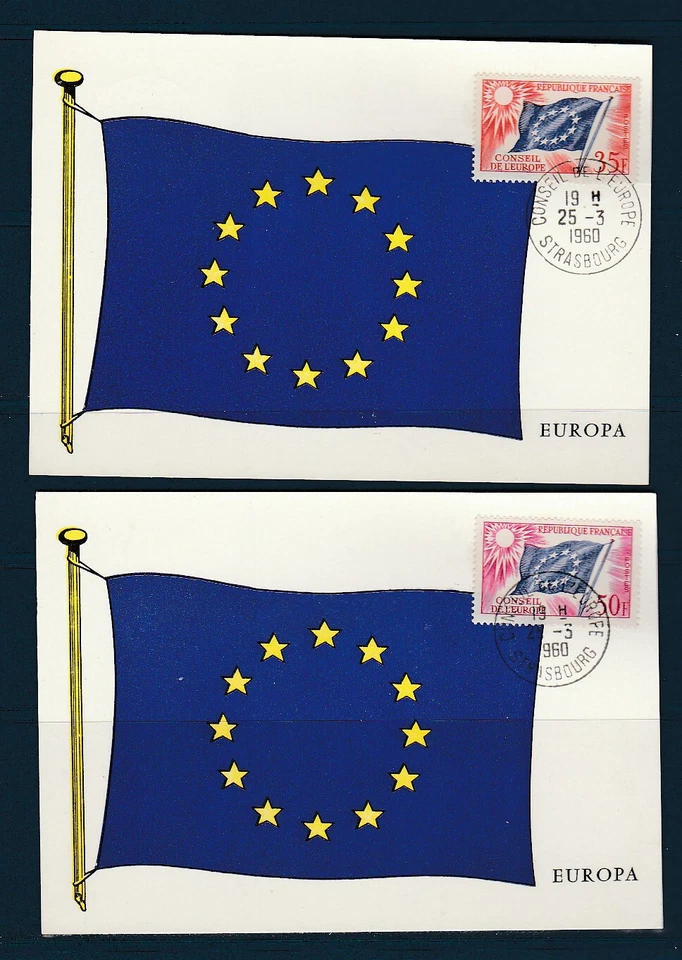 Fre carte maximum conseil de l'Europe 17/21 la série de 1959 oblitérés en 1960 - Photo 2/4