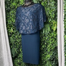 CONNECTED Dress Women 24W Green Cape Draped Sleeve Round Neckline 2012