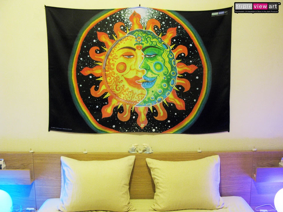 УФ фон черный свет флуоресцентный зарево психоделический искусства баннер гобелен деко - Изображение 3 из 4